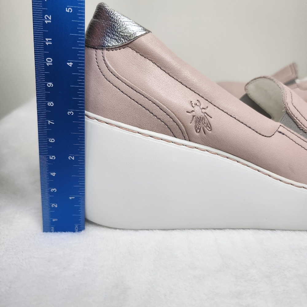Fly London Women's Deca Pink Leather Slip On Wedge Sneakers Size 10 Casual - Picture 15 of 15